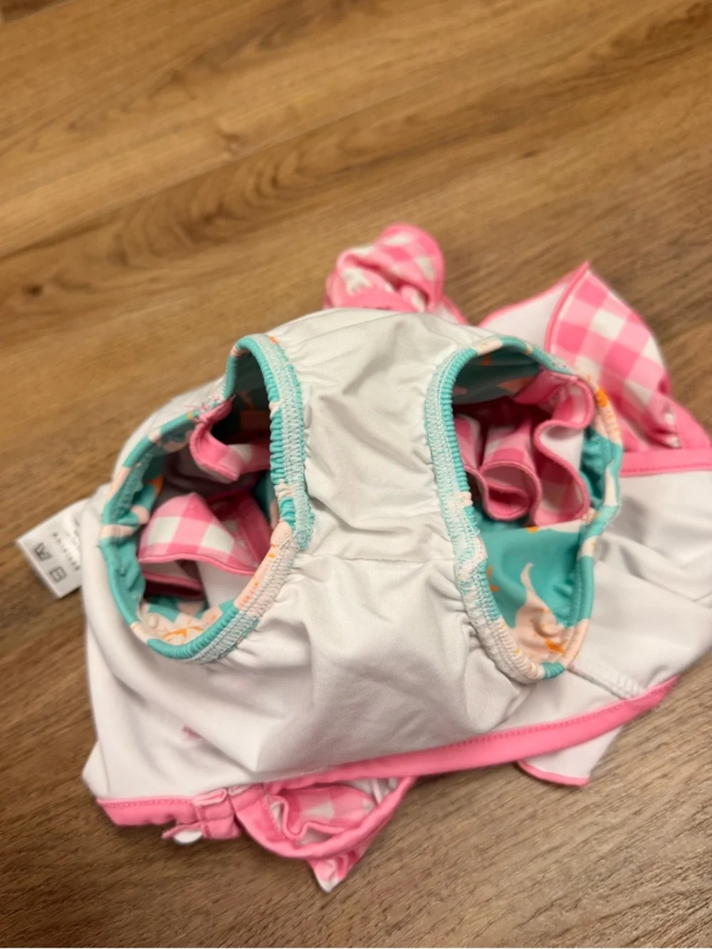 Sweet Honey 2T Starfish Ruffle Swimsuit Pink Aqua Boutique Coastal Beach Gingham